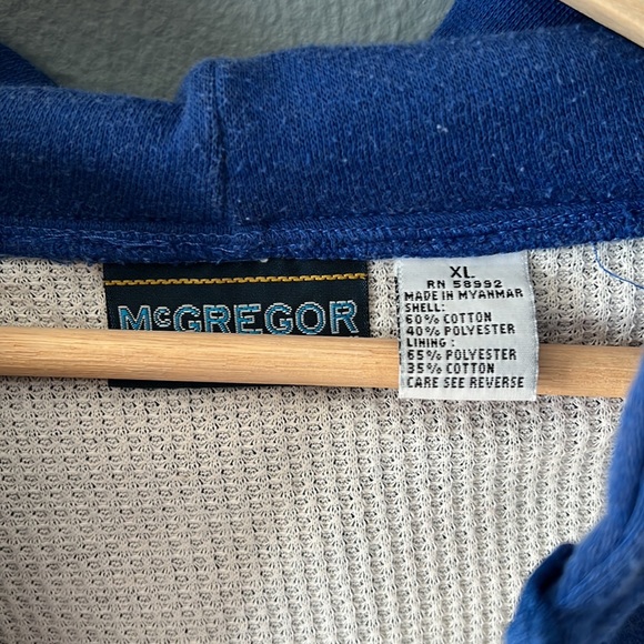 Vintage 70s McGregor Heavyweight Thermal Zip Up Hoodie Sz XL - Picture 3 of 4